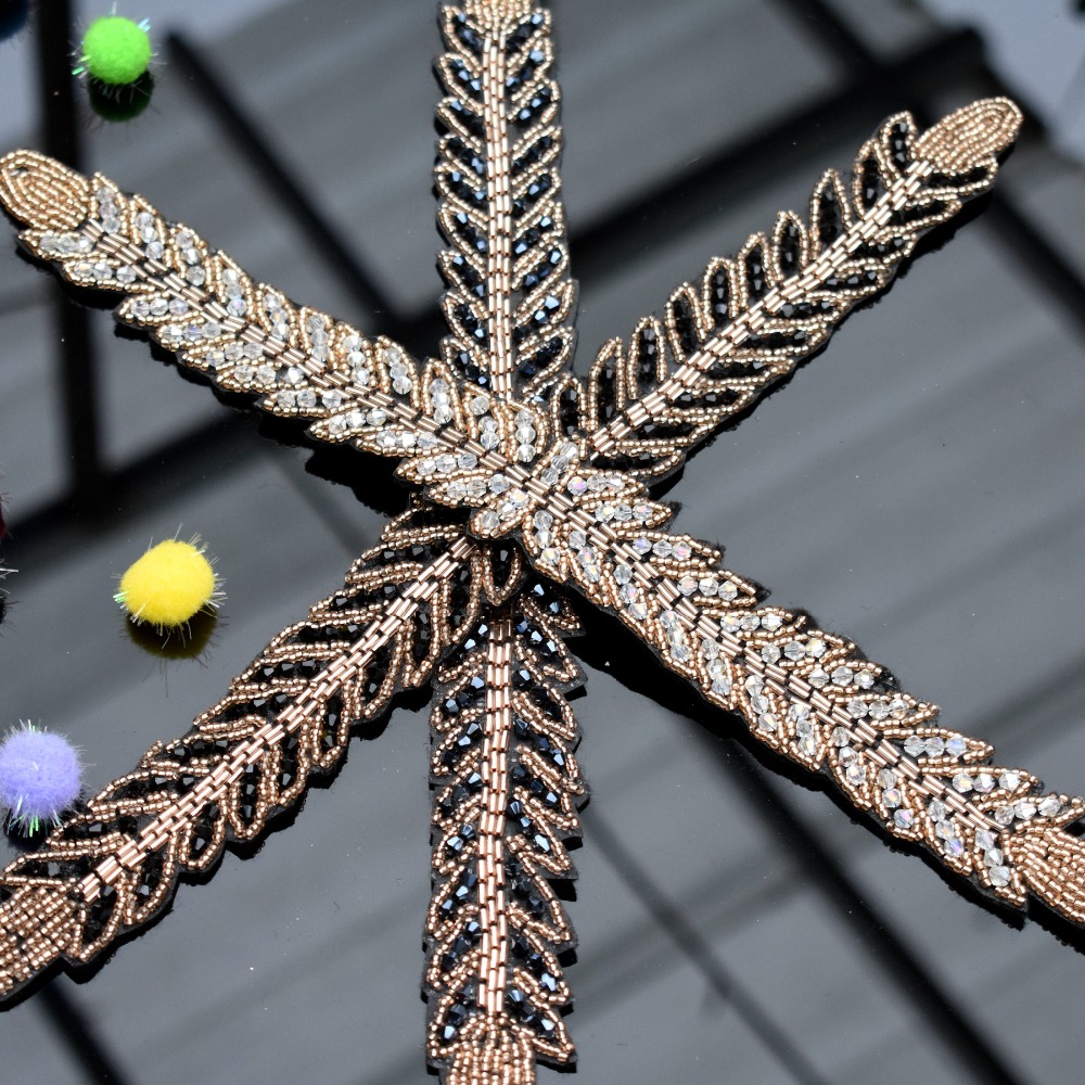 Beaded Trim Fringe - Lá dài lá handmade táo cystal