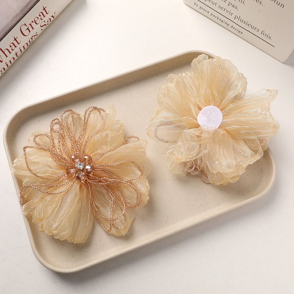 Applique Patch Flower - Organza Fabric Flower Patch Crystal Decoration
