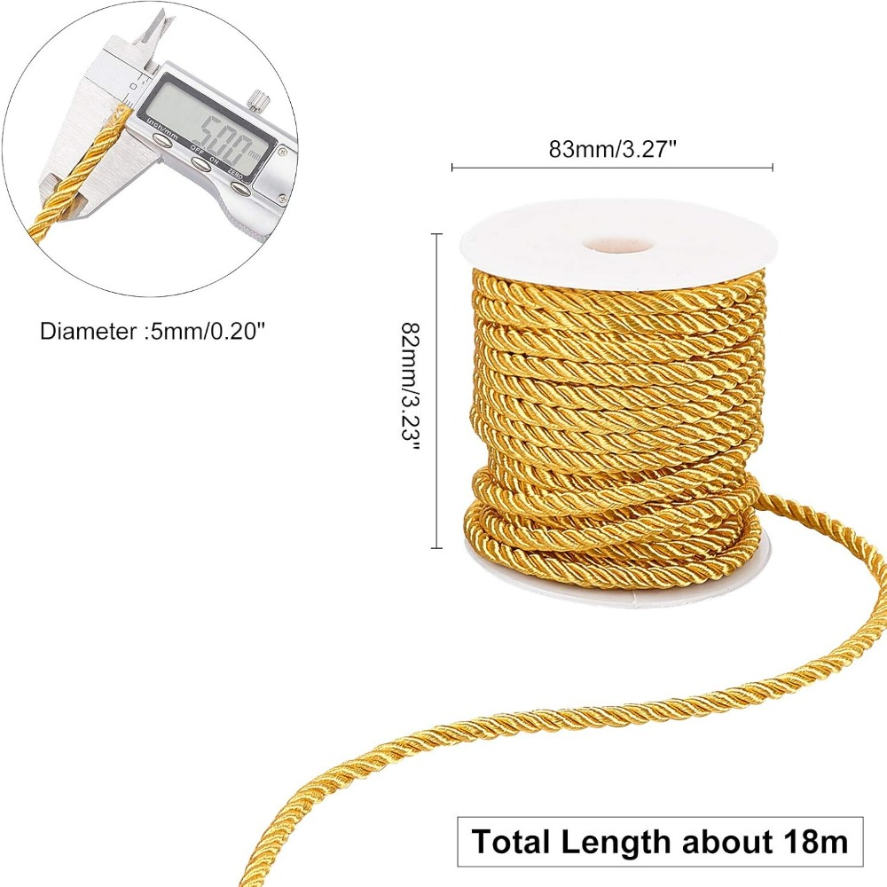 1 Roll 59 Feet Gold Cord 5mm T - đánh giá và giá Cord Trim Twisted
