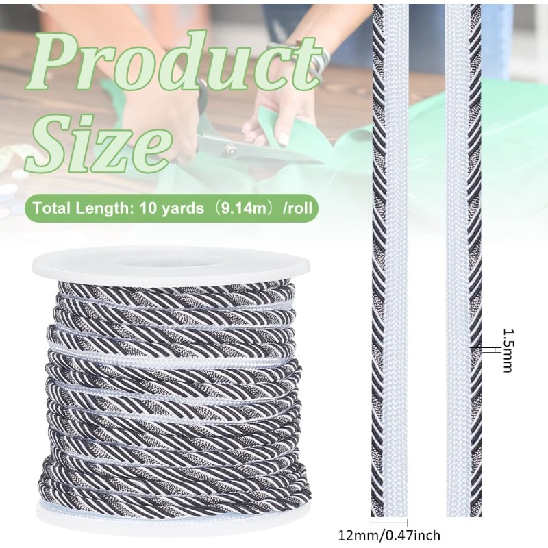 10 Yard Black Twisted Lip Cord - đánh giá và giá Cord Trim Twisted