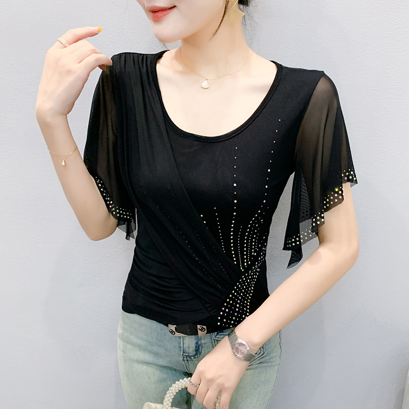 2025 Summer Women's Mesh Top:  - đánh giá và giá Beaded Trim Fringe