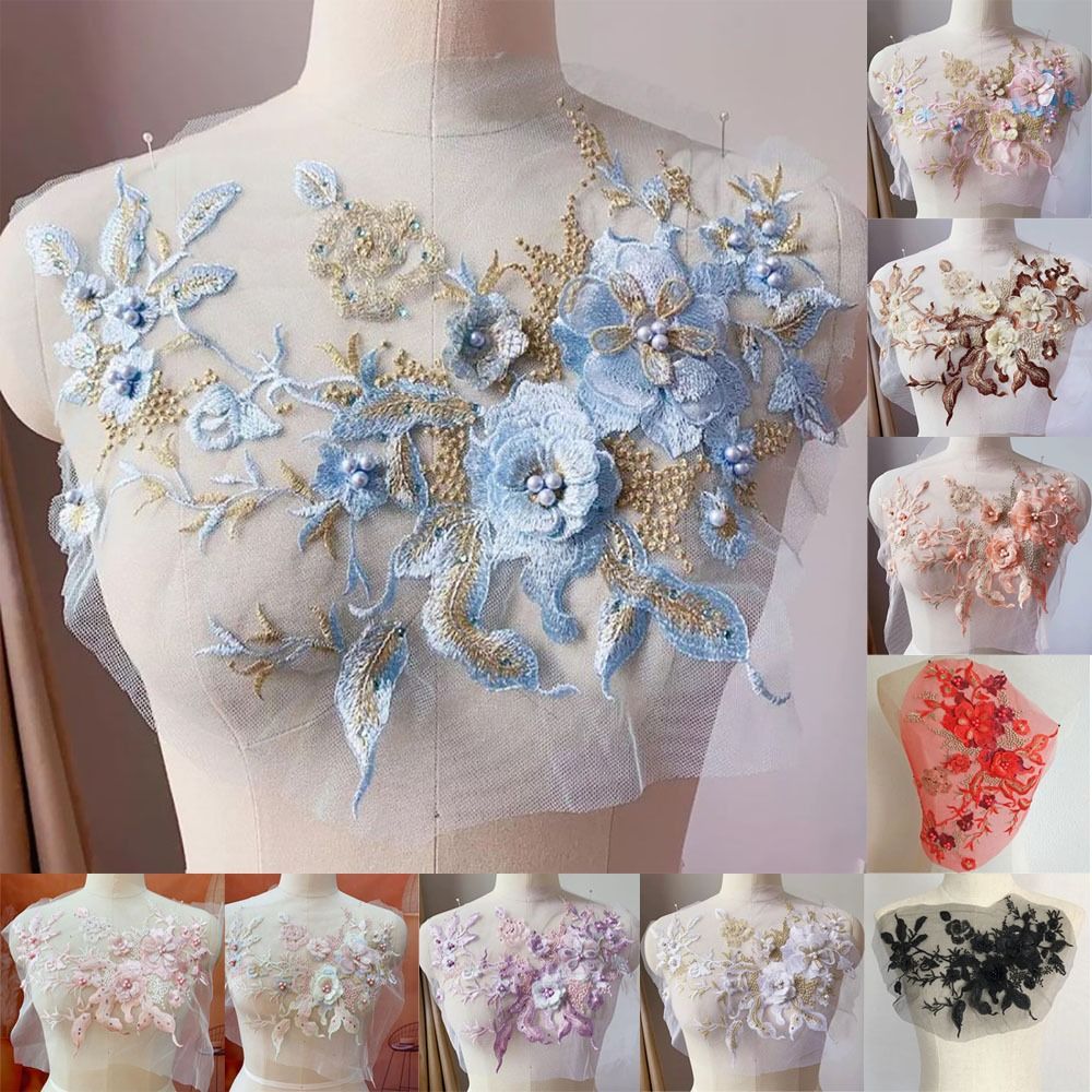3D Flowers Beaded Lace Fabrics - đánh giá và giá Applique Patch Flower