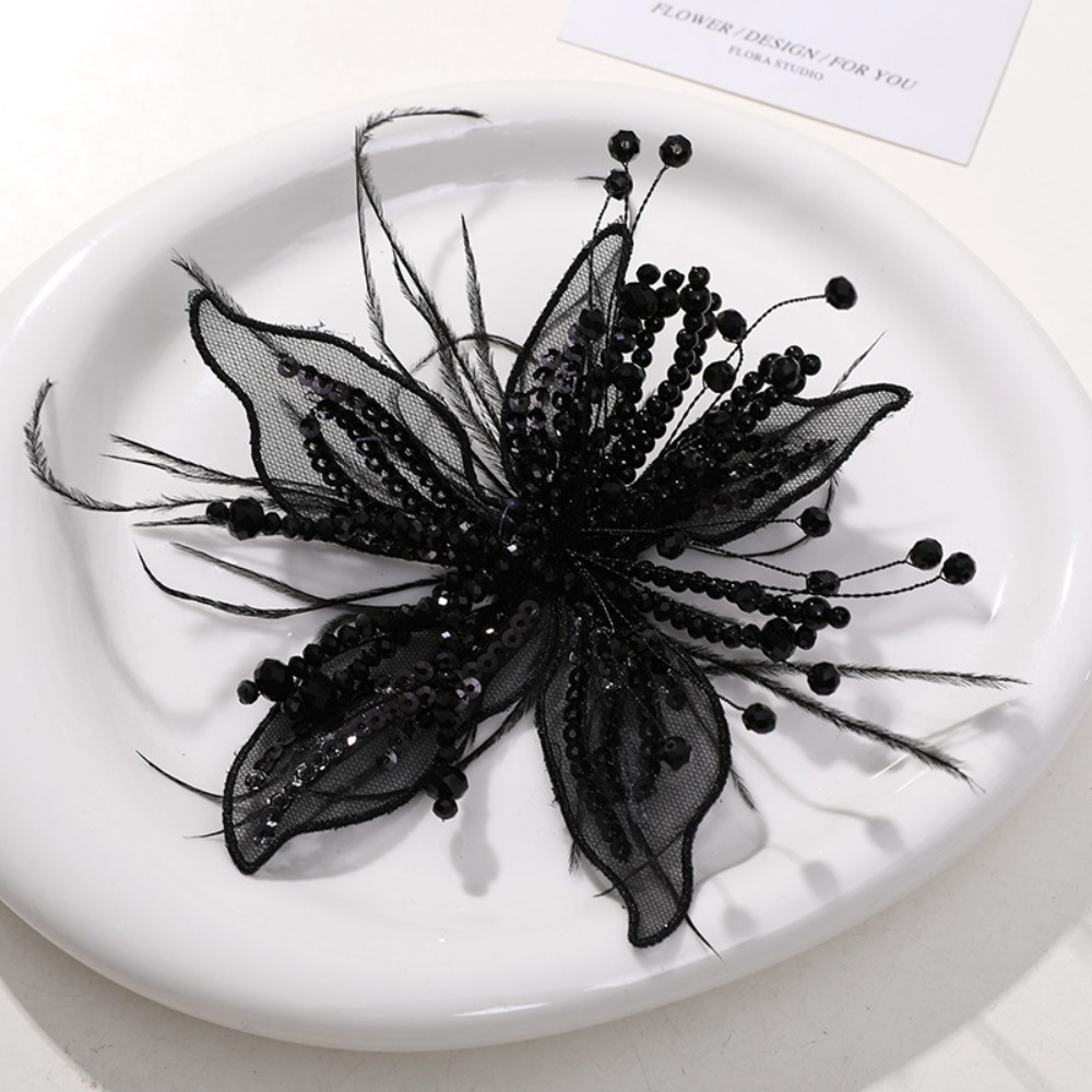 1PC Feather Pearl 3D Organza F - đánh giá và giá Applique Patch Flower