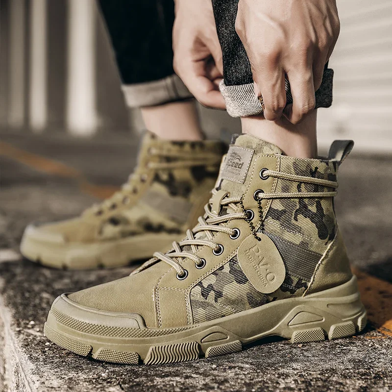 High-Top Boots for Men Autumn  - đánh giá và giá Guipure Lace Panel