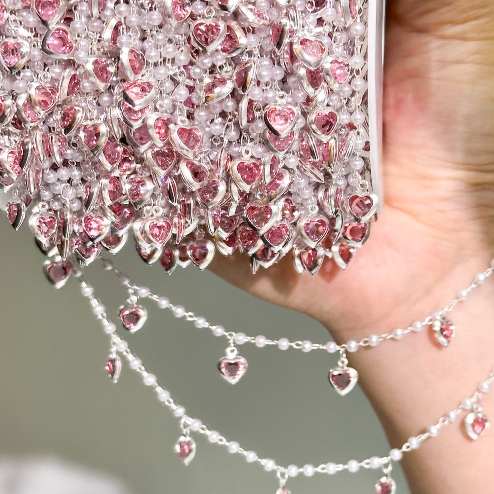 0.5Meter/1Meter Pink Crystal H - đánh giá và giá Pearl Trim Chain