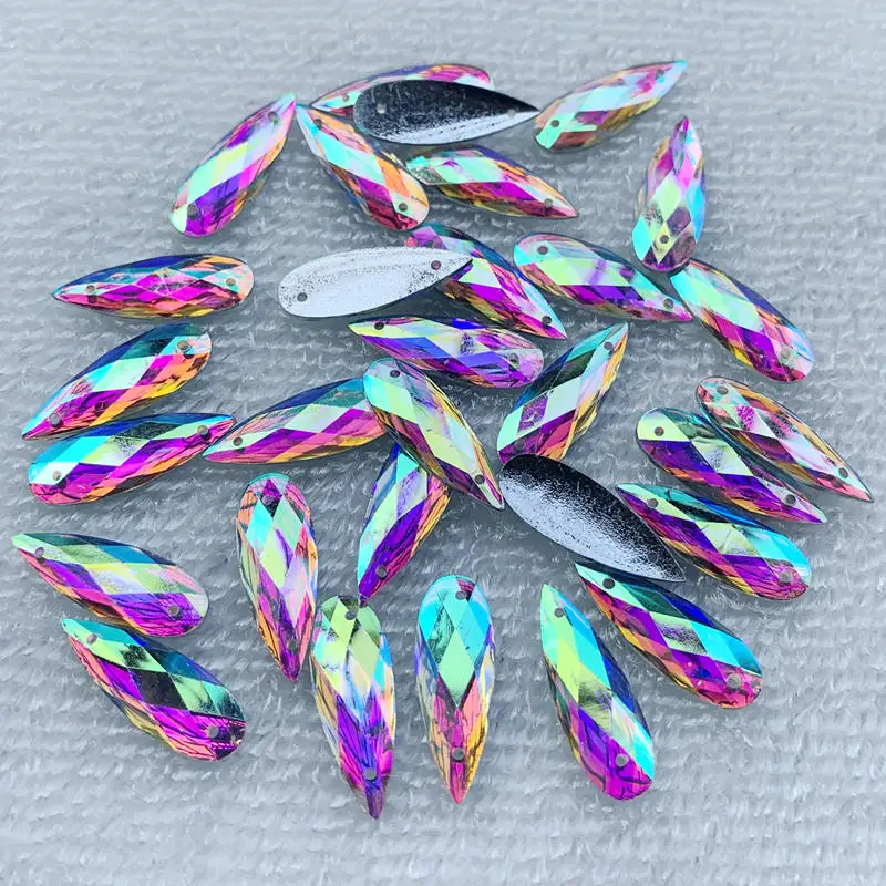 40pcs 8*22mm Sewing white AB D - đánh giá và giá Sew On Rhinestone