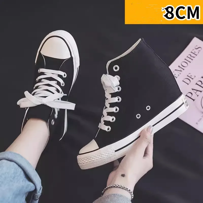 High 8cm Platform Canvas Shoes - đánh giá và giá Guipure Lace Panel