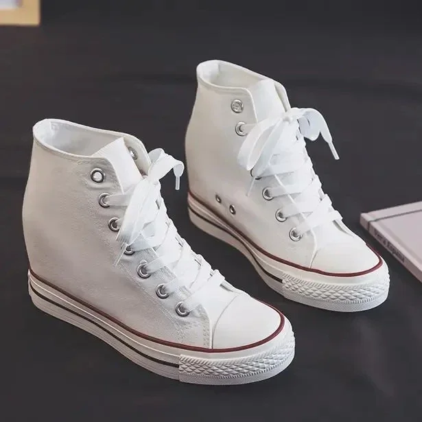 High 8cm Platform Canvas Shoes - đánh giá và giá Guipure Lace Panel